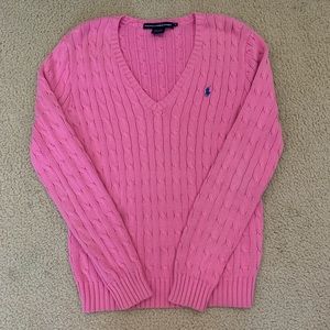 HOT PINK RALPH LAUREN CABLE KNIT SWEATER